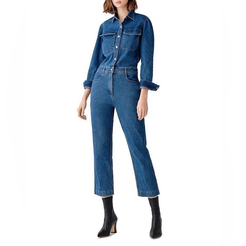 DL1961 Freja long sleeve denim utility jumpsuit in Tripoli sz med